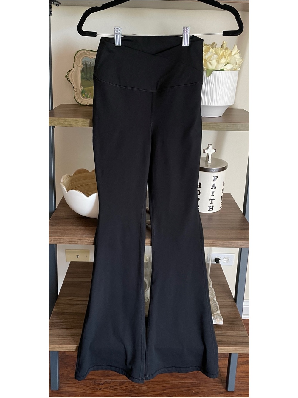 Yogalicious Black High-Waist Flare Yoga Leggings, Size Medium